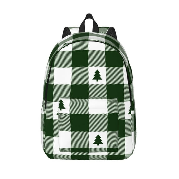 Salouo Green White Lumberjack Plaid for Travel Backpack for Men Women,Casual Laptop Backpack Daypack Business Work Bag for Travel、Hiking、Weekend -Medium