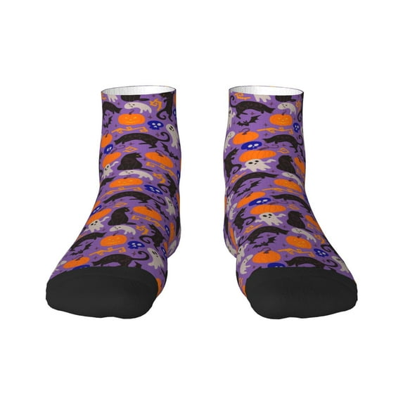 Salouo Halloween Black Cats Pattern Unisex Middle Tube Socks,Middle-Finger Knee High Socks Over The Calf Tube Stocking Crew Stockings for Women and Men Tube Socks