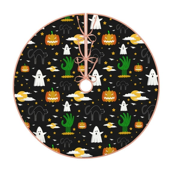 Salouo Halloween Christmas Tree Skirt 30" Farmhouse Christmas Decorations Snowman Xmas Tree Skirt Tree Mat for Holiday Party Decor