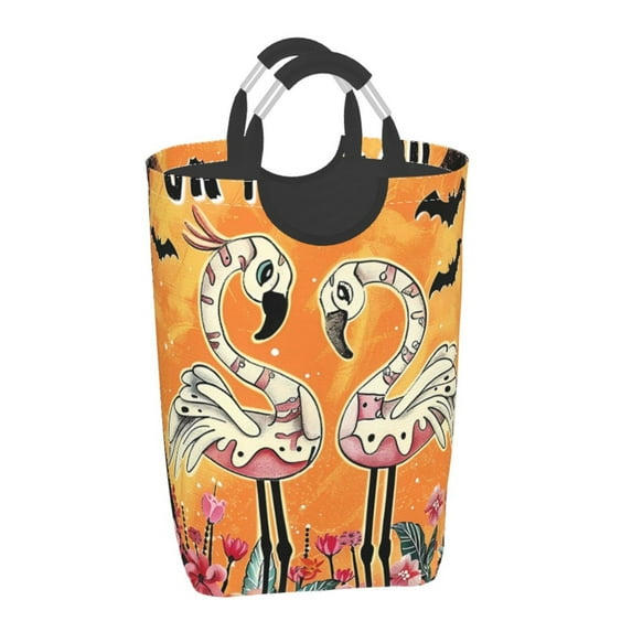 Salouo Halloween Flamingos for Dirty Clothes Hamper,Extra Large Hamper Basket Bin 1-Pack Big Laundry Baskets with Handles Laundry Hampers Fits for Bedroom & Living Room