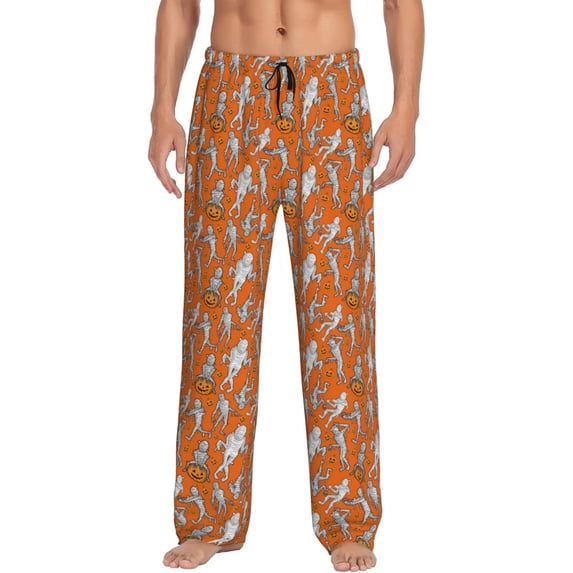 Salouo Halloween Mummy Print Pajama Pants for Men, Lounge Pants Elastic Waistband Casual Men's sleepwear Loungewear Sleep Pajama Pant -Medium
