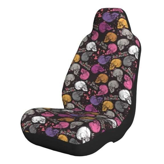 Salouo Halloween Skeleton Pattern Car Seat Covers,Universal Car Seat Protectors Easy to Install Car Cover Car Accessories Auto/rucks/Van/SUV-2 PCS