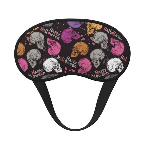 Salouo Halloween Skeleton Print Sleep Mask Eye Cover, 1-Pack Eye Masks Washable Sleeping Eyeshade Block Sleep Shade Cover Light Reduces Puffy Eyes Traveling Gifts
