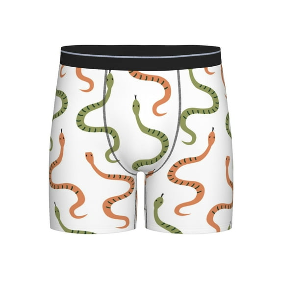 Salouo Hand Drawn Snake Pattern Men's Boxer Briefs, Soft & Breathable Underwear Elastic Waistband Briefs for Men,1-Pack