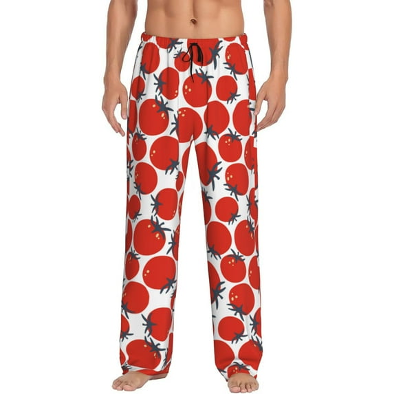 Salouo Hand Drawn Tomatoes Print Pajama Pants for Men, Lounge Pants Elastic Waistband Casual Men's sleepwear Loungewear Sleep Pajama Pant -X-Large