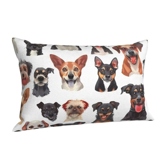 Salouo Happy Dog Faces Collage Pattern Pillow Cases,1PC Pillow Covers with Envelope Closure Decorative Pillow Case for Bed Couch,Pillows Not Included-16"x24"
