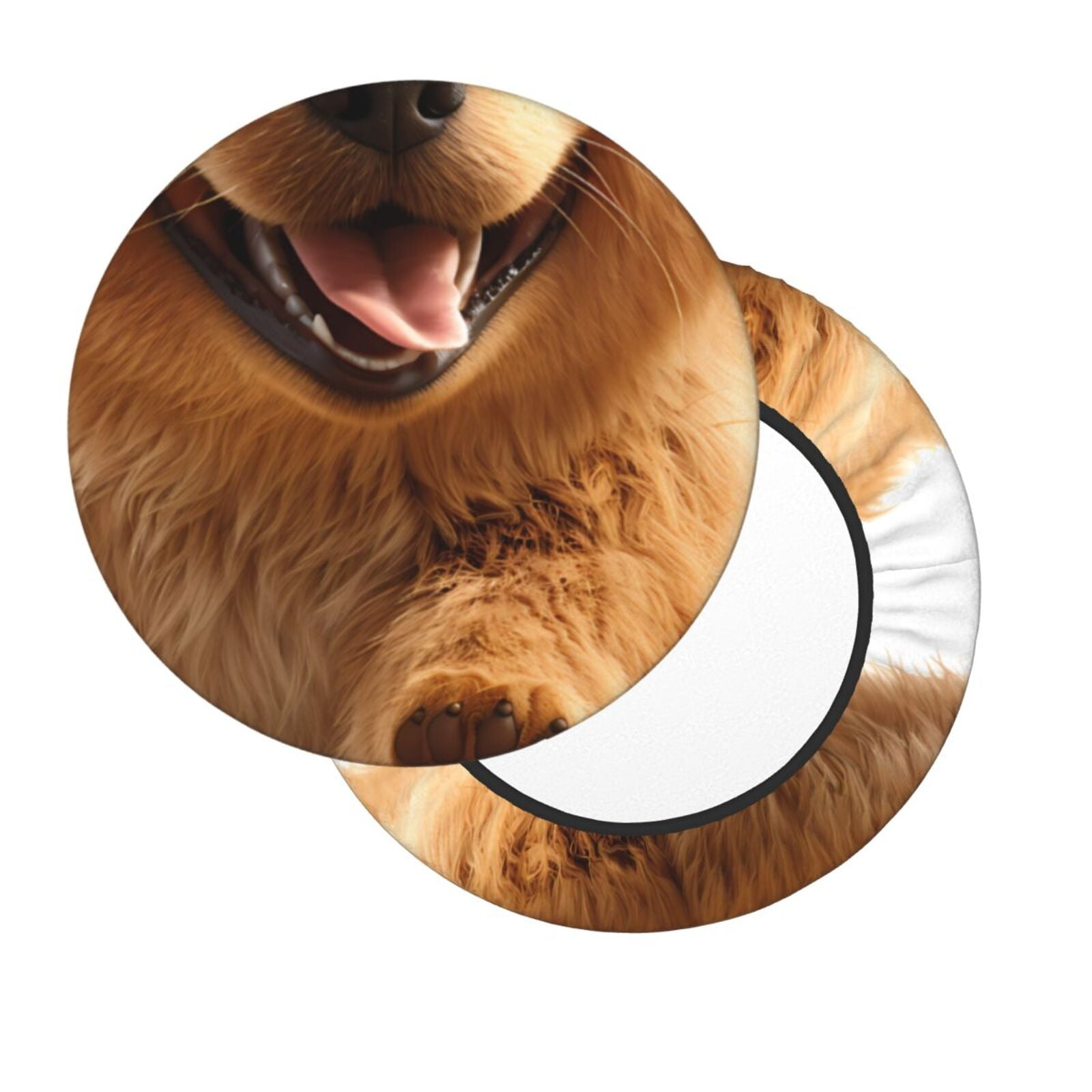 Salouo Happy Fluffy Running Dog Pattern Bar Stool Cushion Cover, Round ...