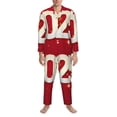 thumbnail image 1 of Salouo Happy New 2025 Year Print Button-Front Long Sleeve Pajama Set for Men, Soft 2Pjs Men's Long Sleeve Sleepwear -XX-Large, 1 of 7