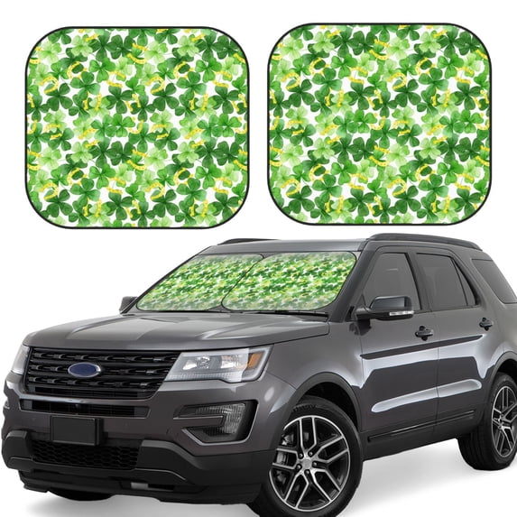 Salouo Happy St. Patrick's Day Pattern Car Windshield Sun Shade Foldable | Front Windshield Shade for Sun, Heat and UV Rays | Interior Sun Protection-Small