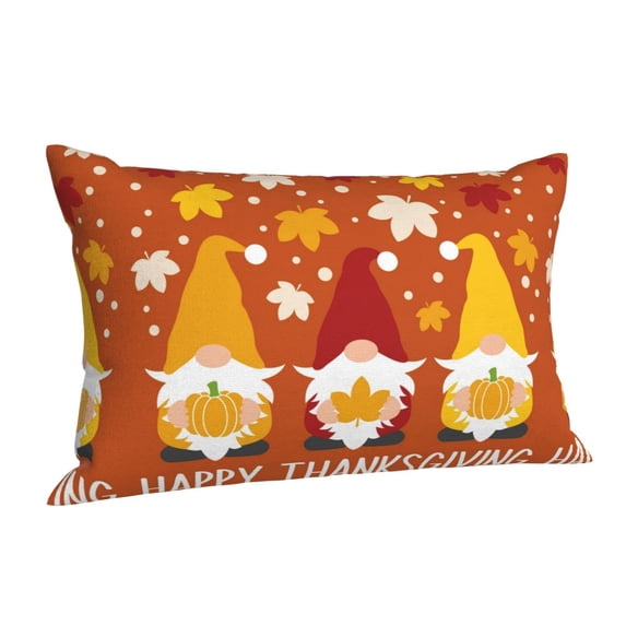 Salouo Happy Thanksgiving Three Gnomes Pattern Pillow Cases,1PC Pillow Covers with Envelope Closure Decorative Pillow Case for Bed Couch,Pillows Not Included-14"x20"