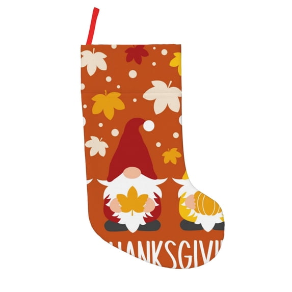 Salouo Happy Thanksgiving Three Gnomes Print Christmas Decorations Stockings 1 Pack 18'' Xmas Stockings Holiday Stocking Personalized Farmhouse Decor for Home Family Party Tree
