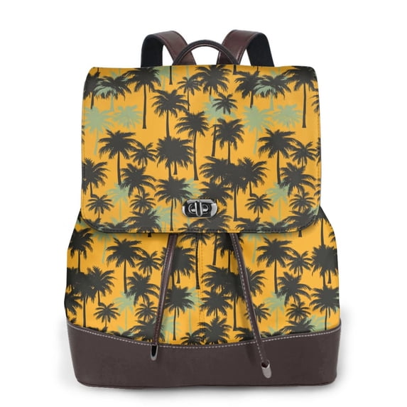 Salouo Hawaii Palms Pattern PU Leather Backpack,Purse for Women Fashion Multipurpose Design Handbag Ladies Shoulder Bags Travel Backpack