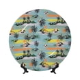 thumbnail image 1 of Salouo Hawaiian Style Pattern Bone China Decorative Plate,Holiday Decor Decorative Ceramic Plates with Stand Elegant Home DéCor for Hallway/Living Room/Bedroom-7in, 1 of 6
