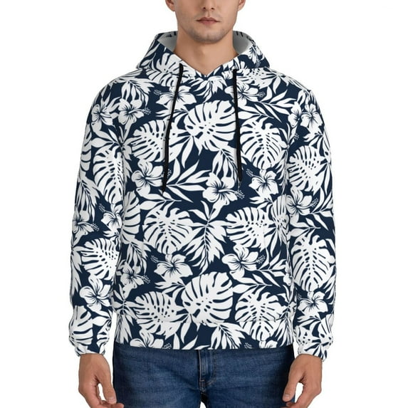 Salouo Hawaiian Style Pattern Men's Fall Hoodie Sweatshirt,Sport Hoodie with Pockets for Men Pullover Casual Hooded Sweatshirt-XX-Large