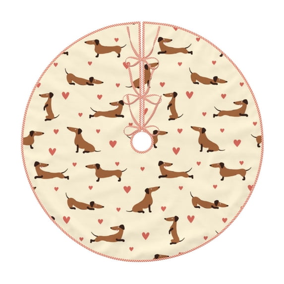 Salouo Heart Dachshund Christmas Tree Skirt 30" Farmhouse Christmas Decorations Snowman Xmas Tree Skirt Tree Mat for Holiday Party Decor