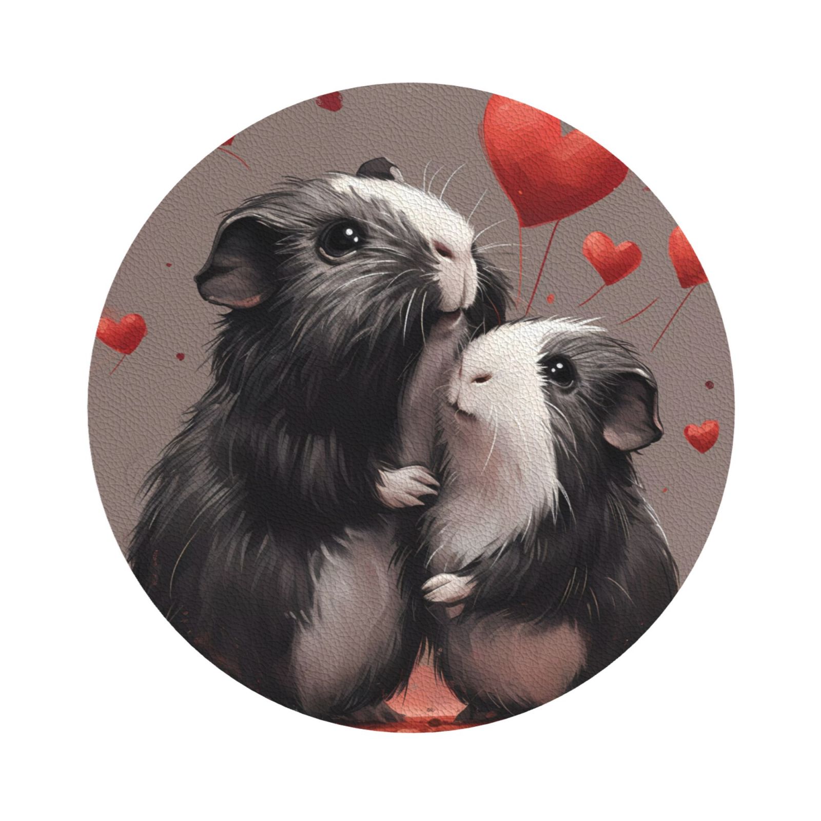 Image showcasing Salouo Heart Guinea Pig Couple Print Round Coaster,Drink Coasters ...