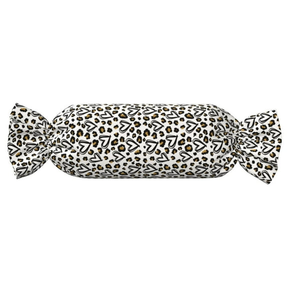 Salouo Heart Leopard Pattern Cute Bolster Pillow,Cylindrical Pillow Long Pillow for Bed Round Side Pillow for Knee/Leg/Neck ,- Length 24.4" x 9.8" Diameter