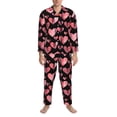thumbnail image 1 of Salouo Hearts Print Button-Front Long Sleeve Pajama Set for Men, Soft 2Pjs Men's Long Sleeve Sleepwear -XX-Large, 1 of 7