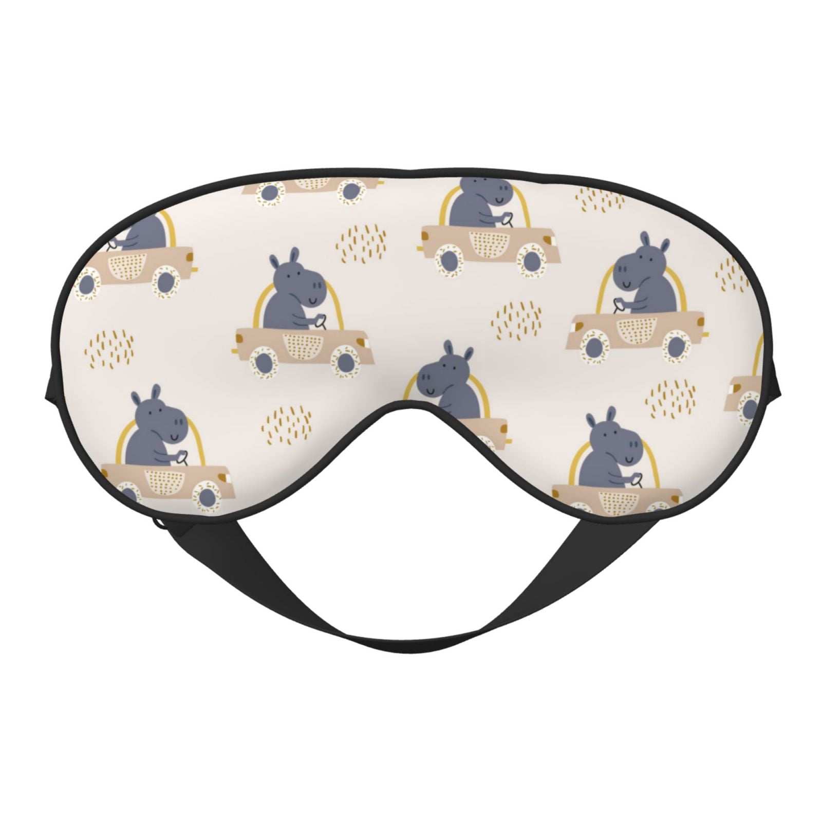 Salouo Hippos Driving A Car Pattern Sleep Mask,Sleep Eye Mask