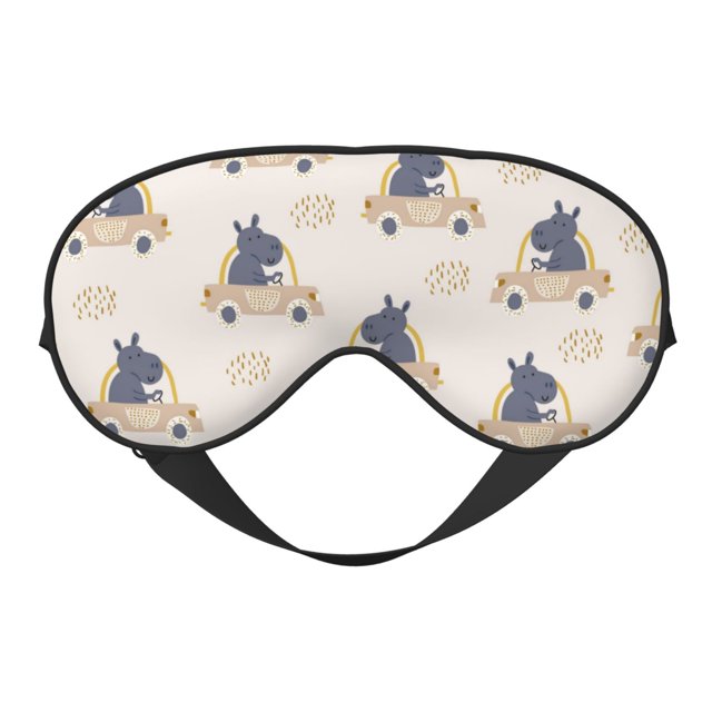 Salouo Hippos Driving A Car Pattern Sleep Mask,Sleep Eye Mask