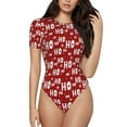 thumbnail image 1 of Salouo Ho-Ho-Ho for Women's Short Sleeve Bodysuit,Sexy Bodysuits One Piece Round Neck Bodysuit Shapewear Tummy Control-X-Large, 1 of 7