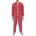 thumbnail image 1 of Salouo Hohoho5 Print Button-Front Long Sleeve Pajama Set for Men, Soft 2Pjs Men's Long Sleeve Sleepwear -XX-Large, 1 of 7