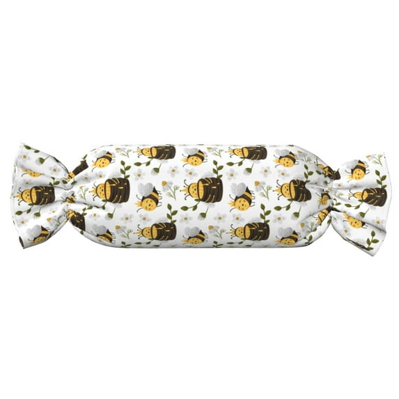 Salouo Honey Bee Insect Pattern Cute Bolster Pillow,Cylindrical Pillow Long Pillow for Bed Round Side Pillow for Knee/Leg/Neck ,- Length 24.4" x 9.8" Diameter