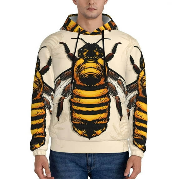 Salouo Honey Bee Pattern Men's Fall Hoodie Sweatshirt,Sport Hoodie with Pockets for Men Pullover Casual Hooded Sweatshirt-X-Large