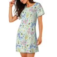 thumbnail image 1 of Salouo Honey Bees And Flowers Print Short Sleeve Sleepshirt for Womens Comfy Nightgown Scoopneck Cute Nightdress Ruffle -3X-Large, 1 of 7