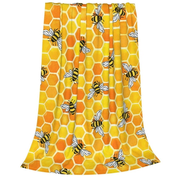 Salouo Honeycombs Print Bed Blankets,Flannel Blanket Comfortable Air Conditioning Blanket Lightweight Blanket for Sofa Bed Travel & Couch -50"x40"