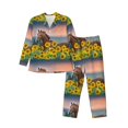 thumbnail image 1 of Salouo Horse Sunflowers Print Button-Front Long Sleeve Pajama Set for Men, Soft 2Pjs Men's Long Sleeve Sleepwear-Small, 1 of 7
