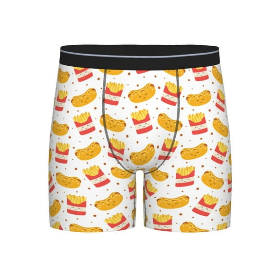 Salouo Hot Dog Pattern Men's Boxer Briefs, Soft & Breathable Underwear Elastic Waistband Briefs for Men,1-Pack