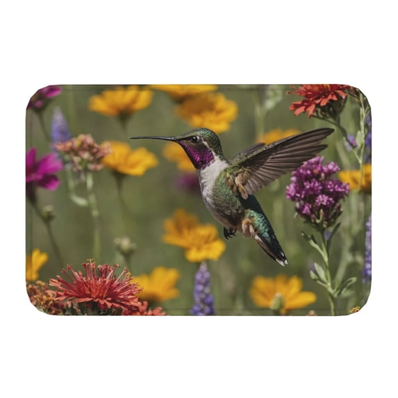 Salouo Humming Bird Pattern Outdoor Indoor Sturdy Doormats 16’’×24’’, Anti Fatigue Soft Flannel Thick Door Mat,Non-Slip Rectangle Rug Cushion