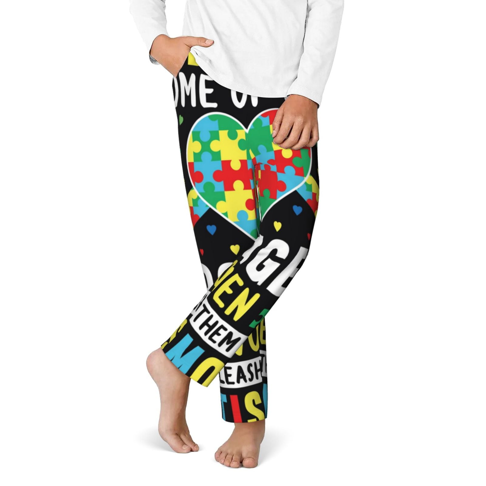Pyjamas Autistic Images Salouo I Love With Autism Pattern Boys Pajama Pants,Long Sleep Pants ...