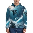 thumbnail image 1 of Salouo Ice Blue Ocean Cute Dolphin A Pattern Men's Fall Hoodie Sweatshirt,Sport Hoodie with Pockets for Men Pullover Casual Hooded Sweatshirt-Small, 1 of 7