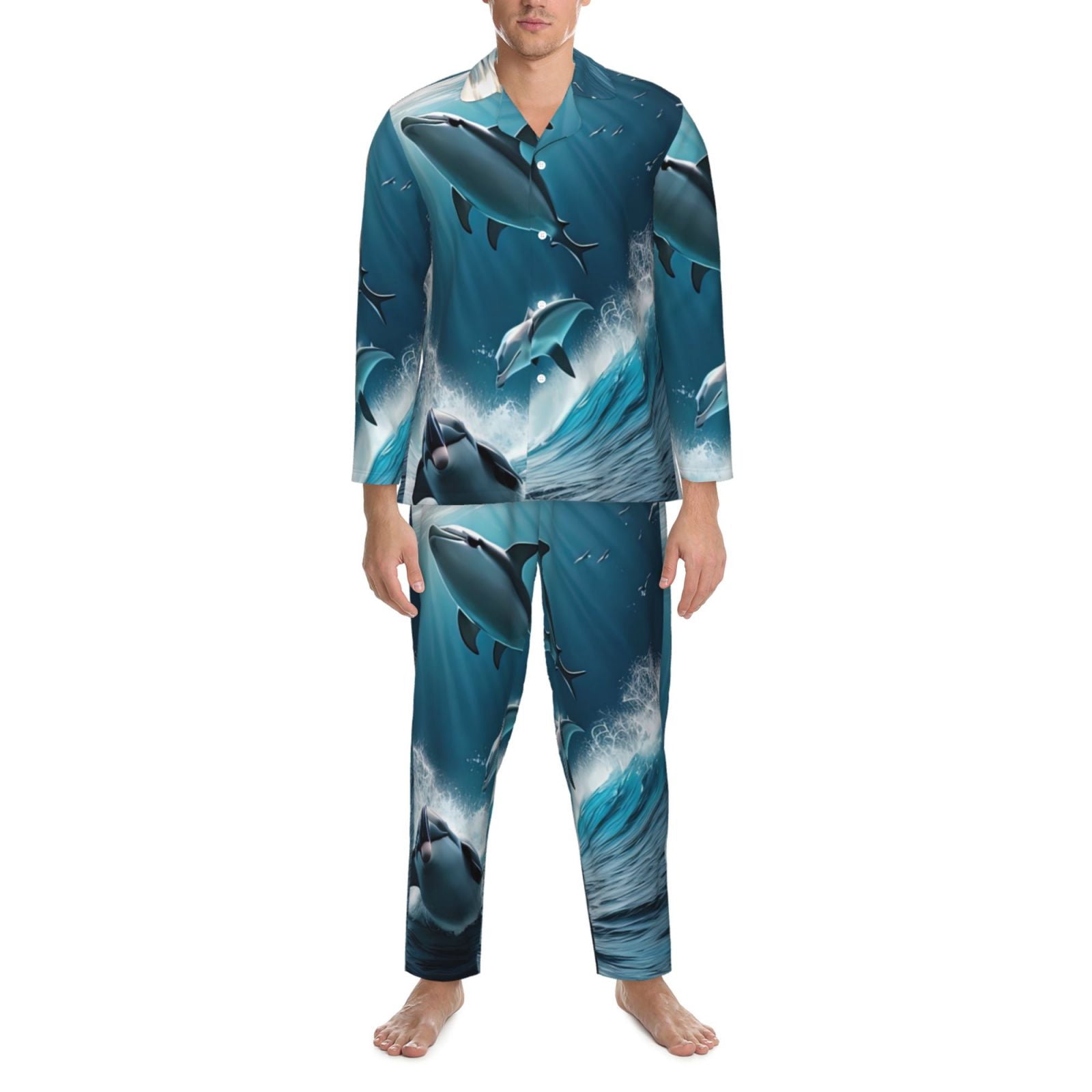 Mens Minnows Long Sleeve Polo Pajamas