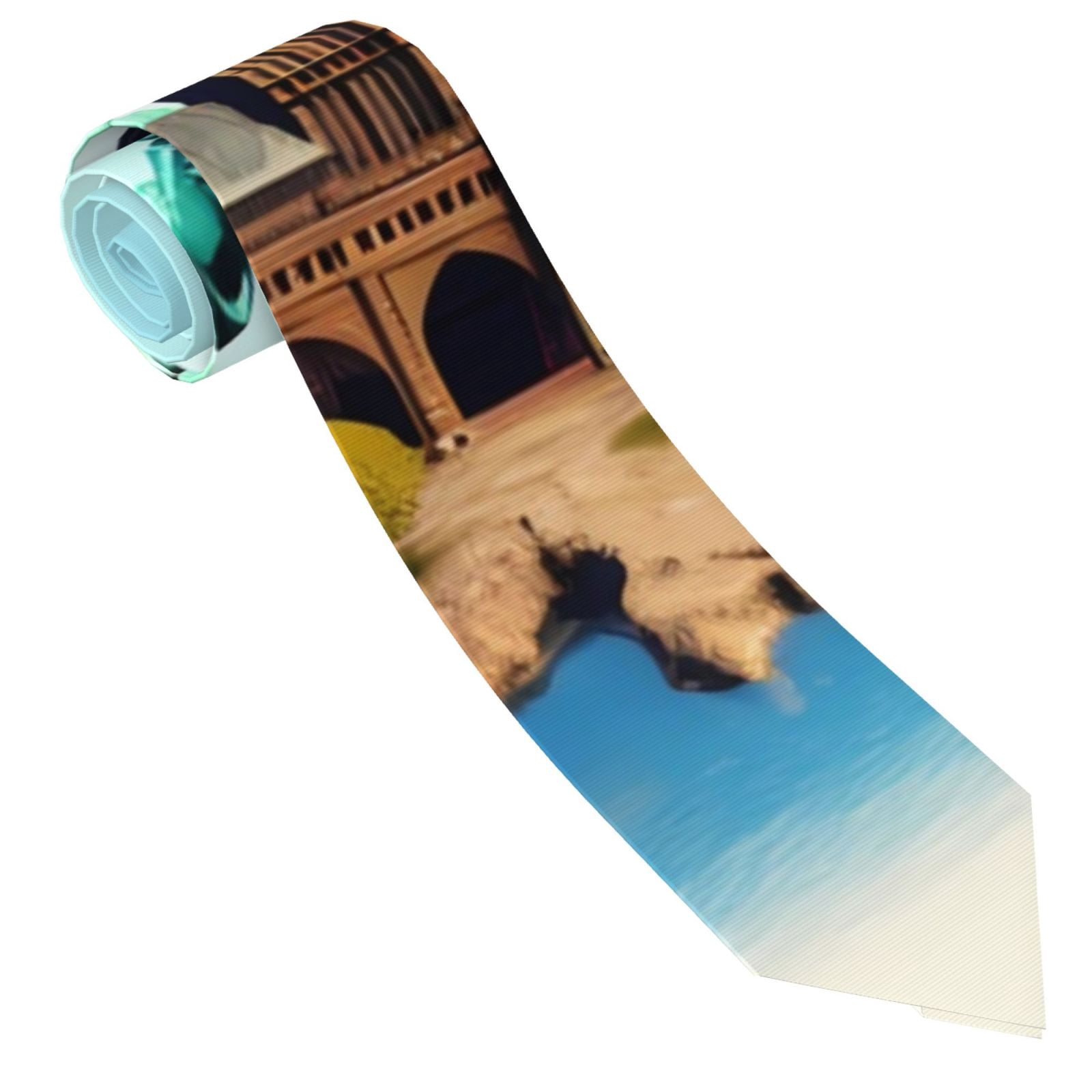 Salouo Iconic Global Landmarks Pattern Men's Silk Ties 4.7