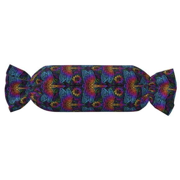 Salouo Indian Mandalas Dragonfly Pattern Cute Bolster Pillow,Cylindrical Pillow Long Pillow for Bed Round Side Pillow for Knee/Leg/Neck ,- Length 24.4" x 9.8" Diameter