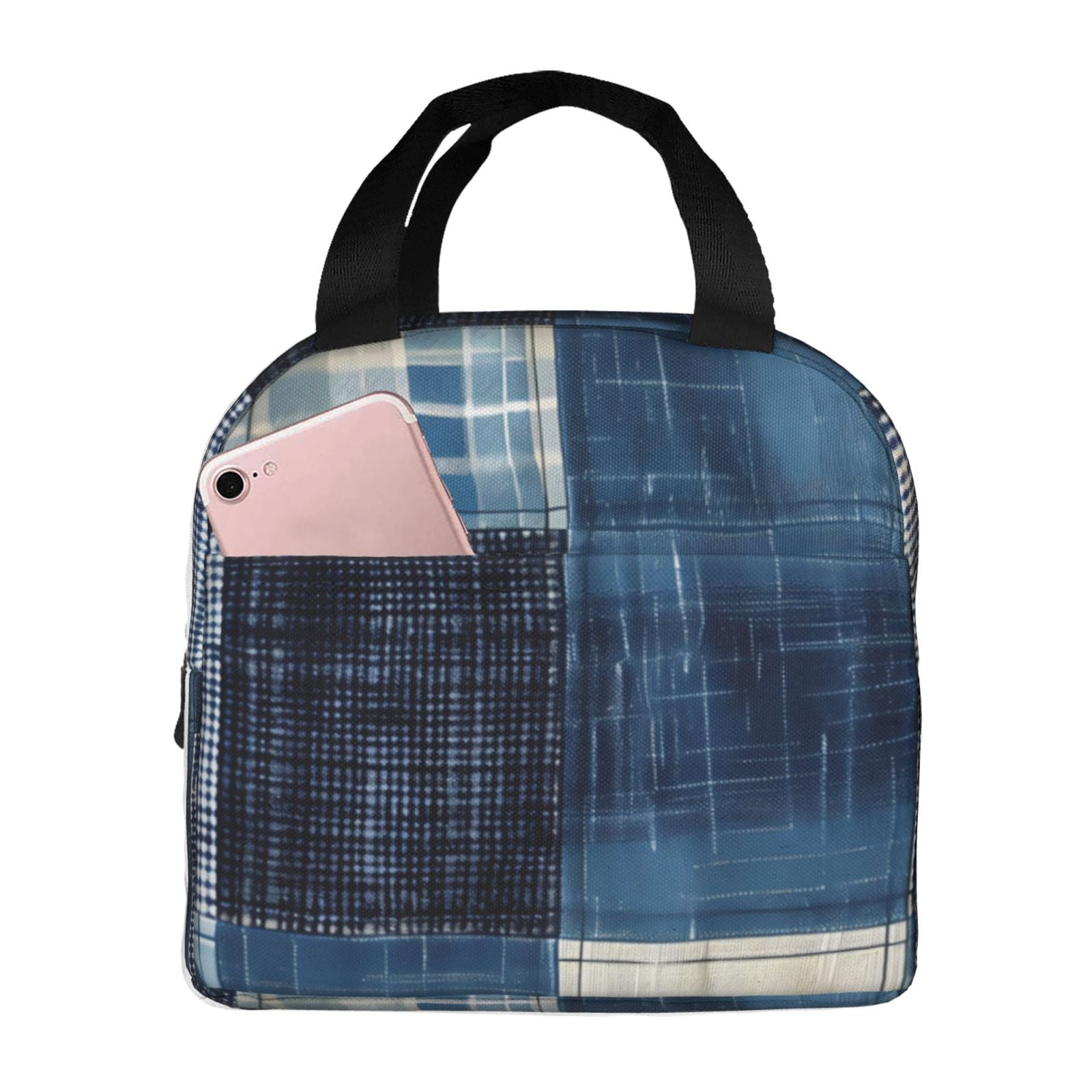 Salouo Indigo Patchwork Quilt for Unisex Lunch Bag Leakproof Lunch Tote ...