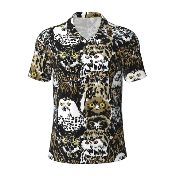 Salouo Ink Graffiti Owl for Men's Short Sleeve Polo Shirts,Polo Shirts for Men Performance Short Sleeve Golf Shirt Athletic Casual Collared T-Shirt-Medium