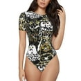 thumbnail image 1 of Salouo Ink Graffiti Owl for Women's Short Sleeve Bodysuit,Sexy Bodysuits One Piece Round Neck Bodysuit Shapewear Tummy Control-Medium, 1 of 7