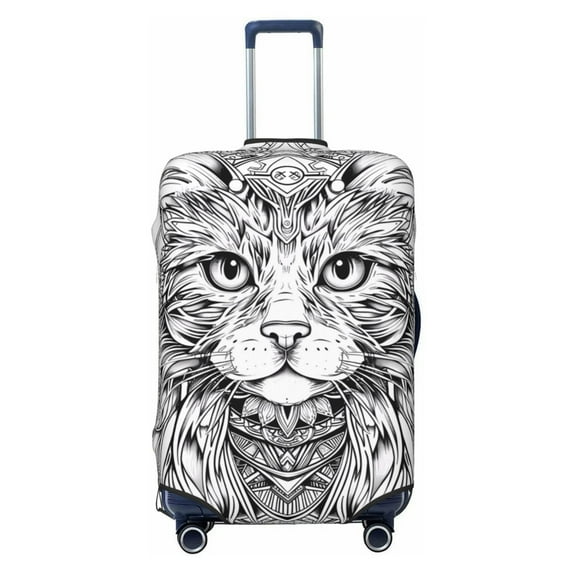 Salouo Intricate Cat Mandala Pattern Travel Dust-proof Suitcase Cover, Softside Suitcase Protector Luggage Cover Protector for 18-32inch ,Not Included Suitcase