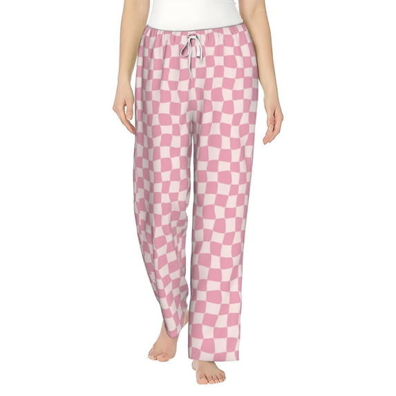 Salouo Irregular Plaid Print Women's Pajama Pants Casual Loose Sweatpants PJs Flowy Pants Drawstring Palazzo for Women Wide Leg Pants Lounge Pajama -Small