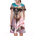 thumbnail image 1 of Salouo Island Vacation Guinea Pig for Women's Short Sleeve Summer Dress, Pleated Loose Swing Knee Length Dresses with Pockets, 1 of 6
