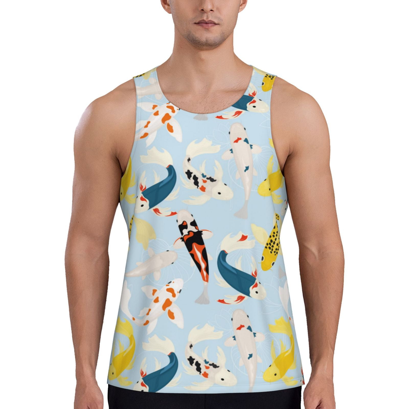 Salouo Japanese Carps for Men's Tank Tops,Sleeveless Muscle Shirts for