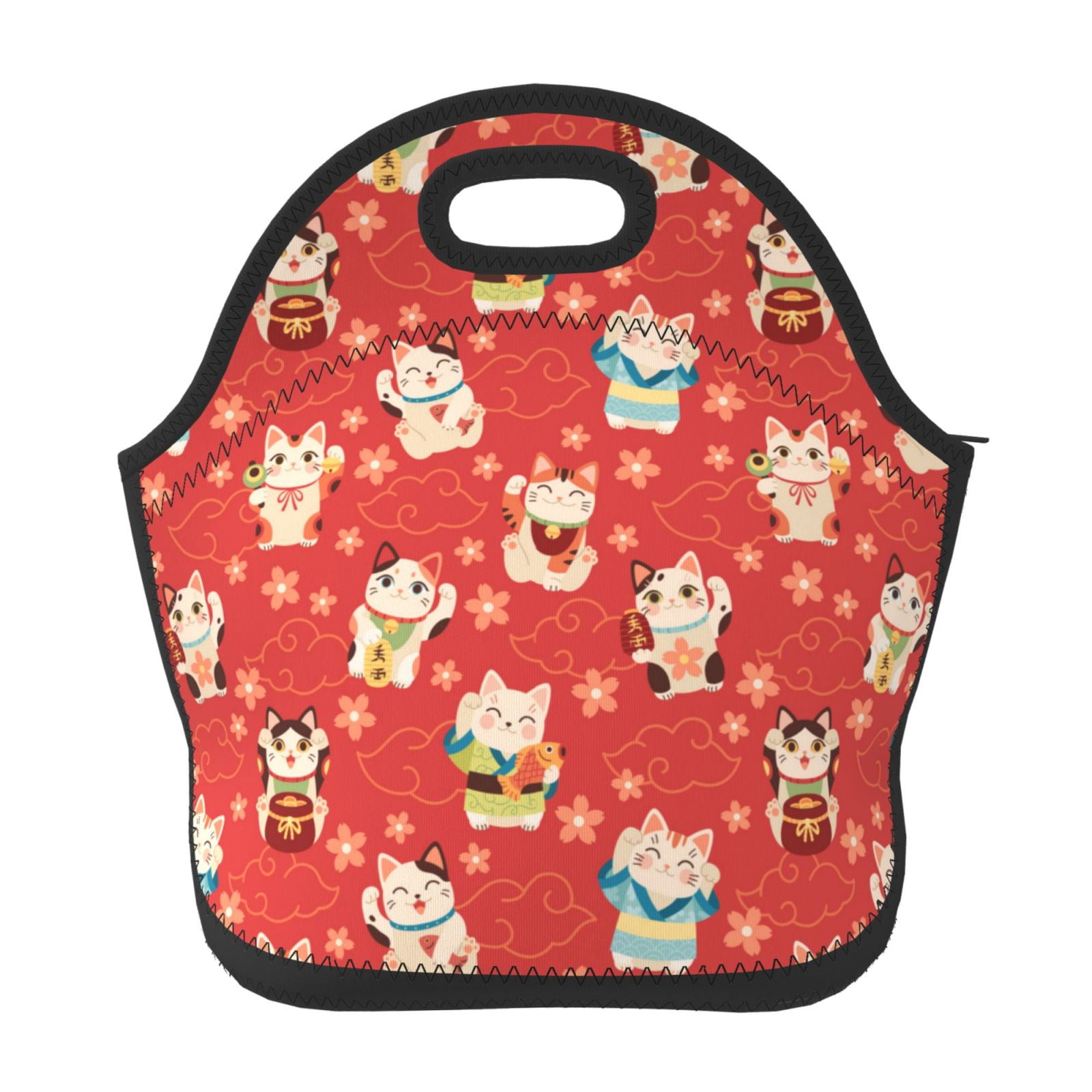 Salouo Japanese Maneki Cats for Lunch Tote,Lunch Bag Insulated Lunch
