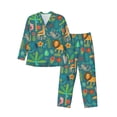 thumbnail image 1 of Salouo Jungle Animals Print Button-Front Long Sleeve Pajama Set for Men, Soft 2Pjs Men's Long Sleeve Sleepwear-Large, 1 of 7