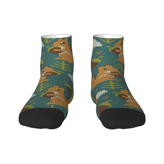 Salouo Knitted Woodland Squirrel Pattern Unisex Middle Tube Socks,Middle-Finger Knee High Socks Over The Calf Tube Stocking Crew Stockings for Women and Men Tube Socks