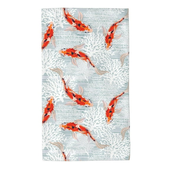 Salouo Koi Fish Corals,Spring Summer for Ultra Absorbent and Soft Hand Towels for Bath, Hand, Face, Gym and Spa-27.5x16in