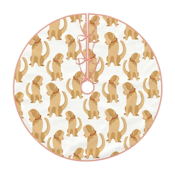 Salouo Labrador Retriever Dog Christmas Tree Skirt 36" Farmhouse Christmas Decorations Snowman Xmas Tree Skirt Tree Mat for Holiday Party Decor